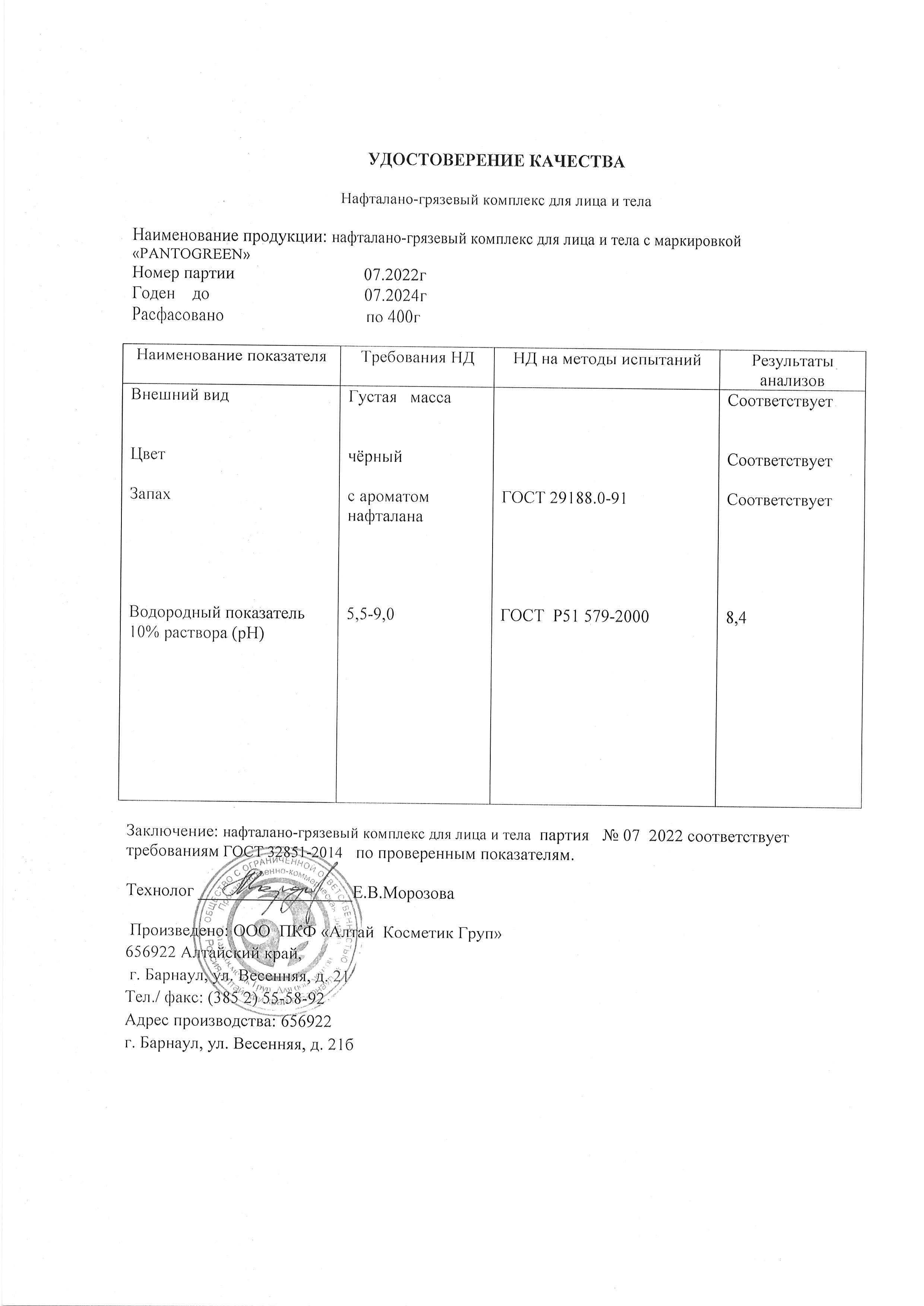 Паспорт №072022
